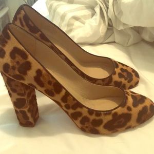 Beautiful JCREW calf-hair block heels (Size 10)